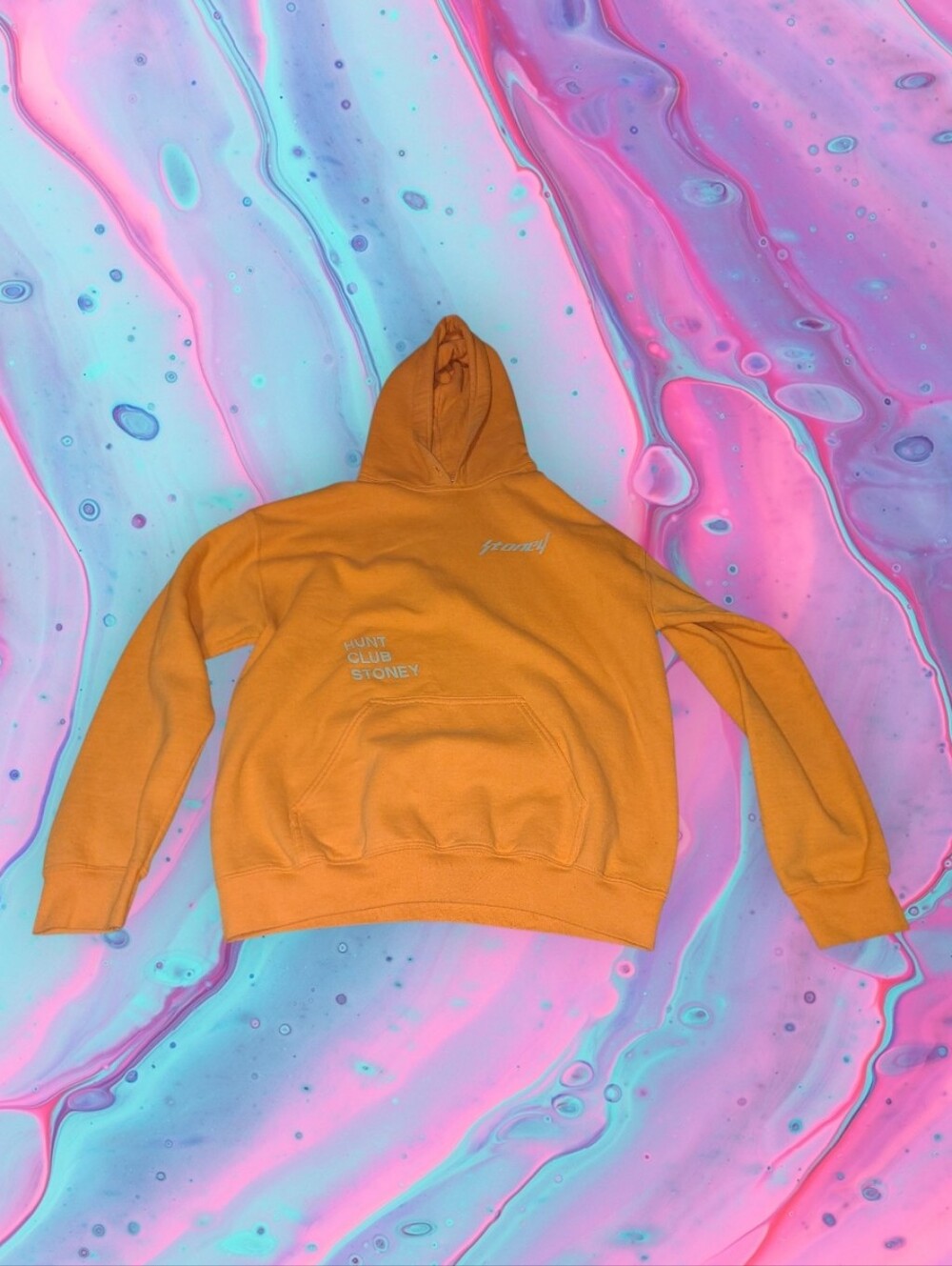 Post Malone Stoney Hunt Club orange hoodie men's size medium